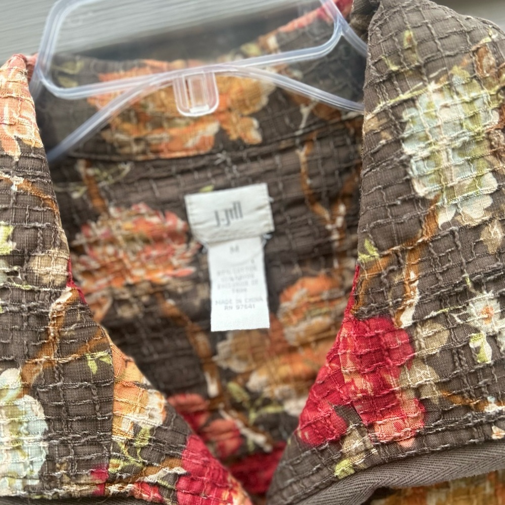 Vintage J Jill size MT Fall Floral quilted cotton jacket boho Cottagecore - Picture 3 of 4